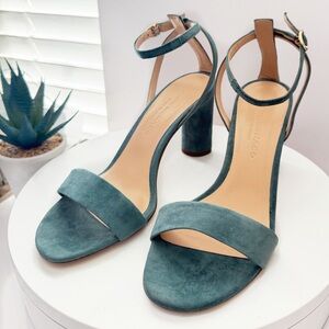 NIB Club Monaco Gabieh Teal Blue Lagoon Heel Sandals US 7.5 EUR 37.5 MSRP $279